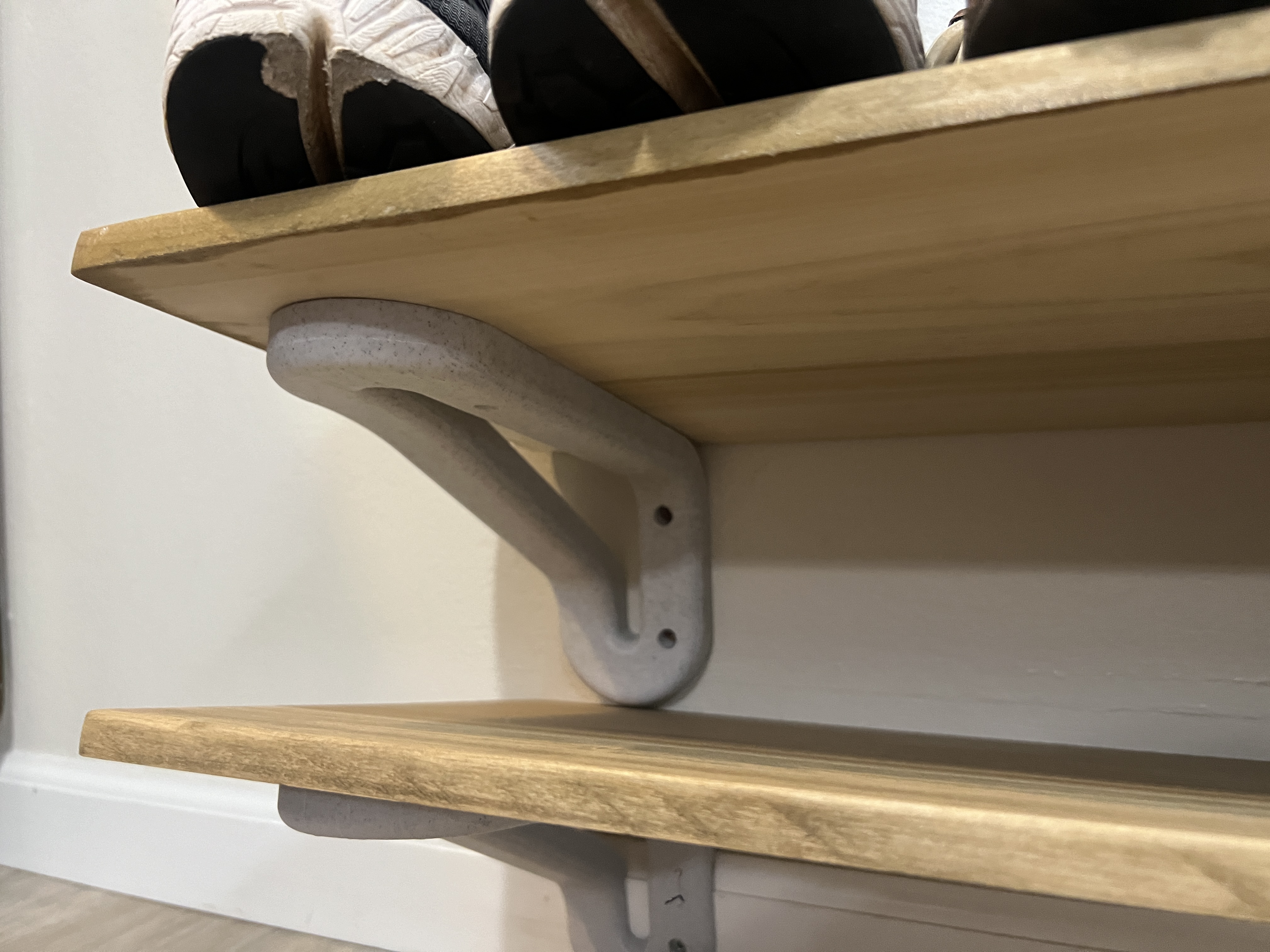 Midcentury Modern Swept L Brackets for Shelves & Shoe Racks