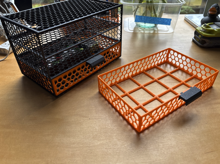 Gridfinity Modular Drawer System and Case with honeycomb walls 3D model thumbnail