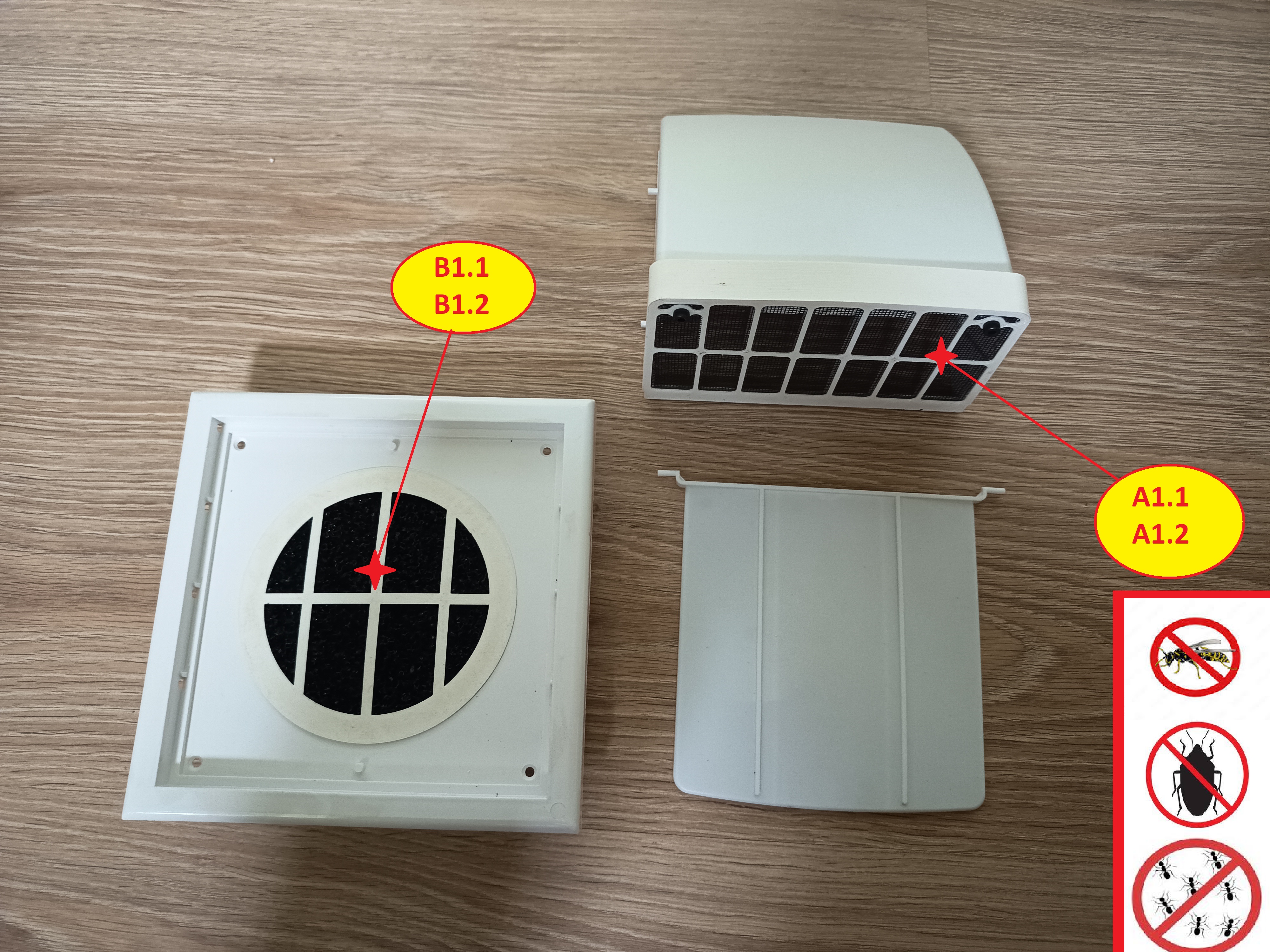 Insect screen and filter insert for exhaust vent
