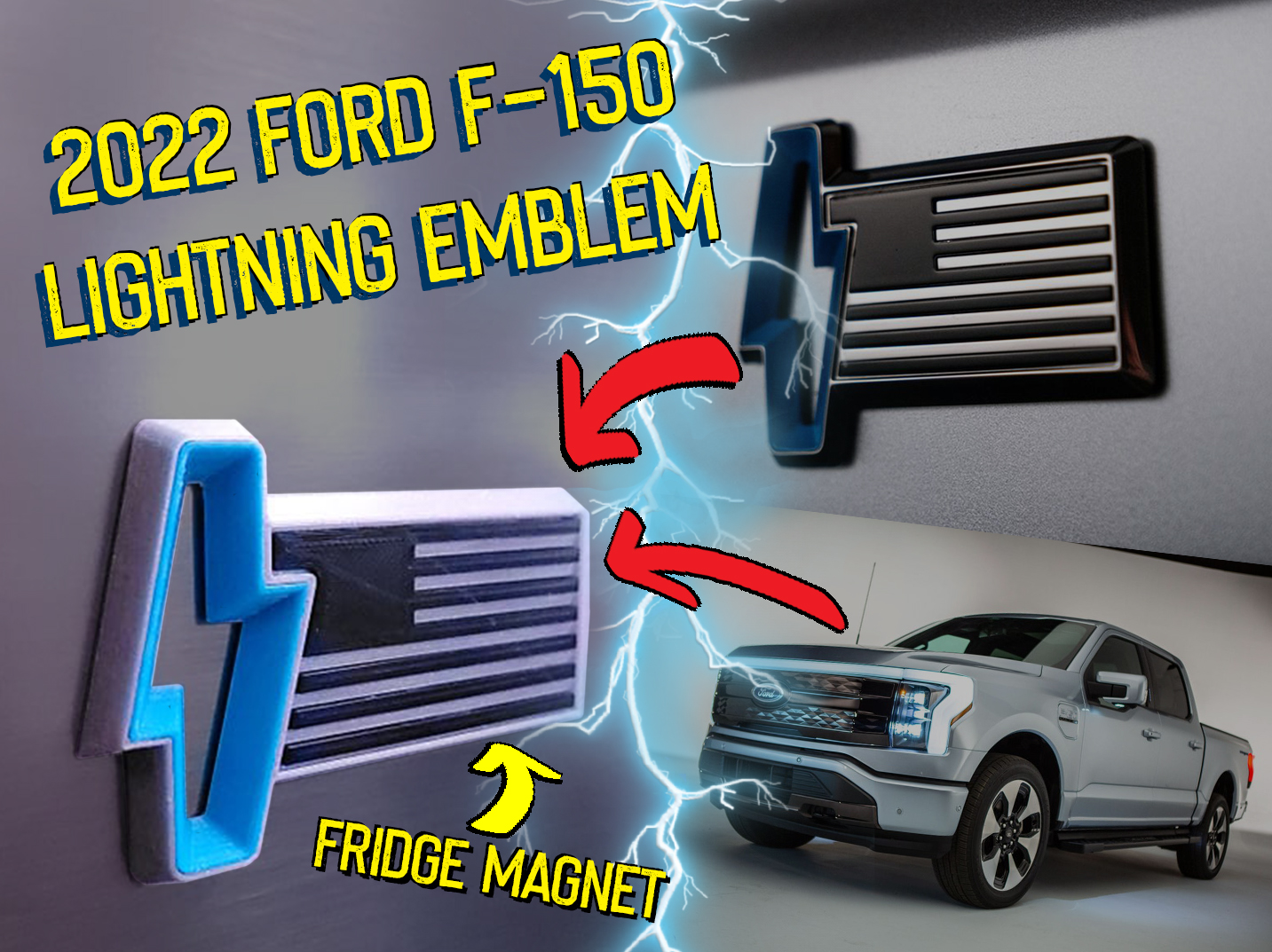 2022 FORD F-150 Lightning Tail Gate Emblem Fridge Magnet