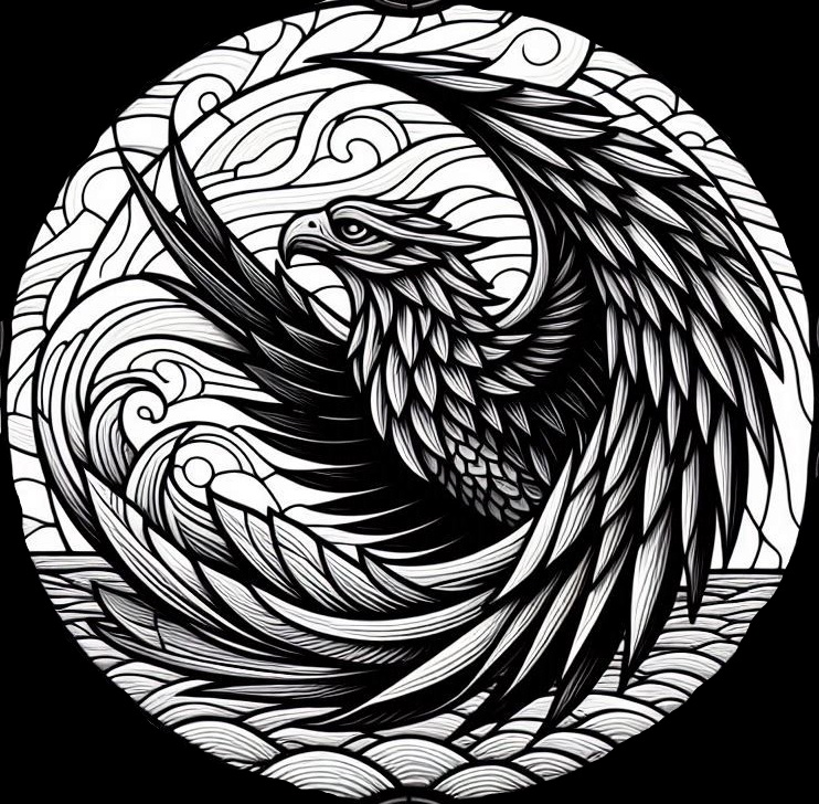 Coaster / wall art / frottage creation: Eagle (version 11)