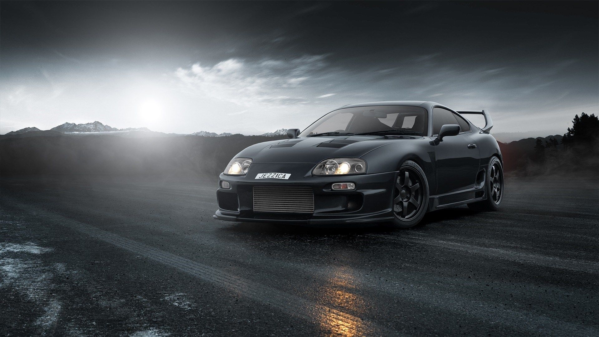 black toyota supra mk4 drifting lithophane photo