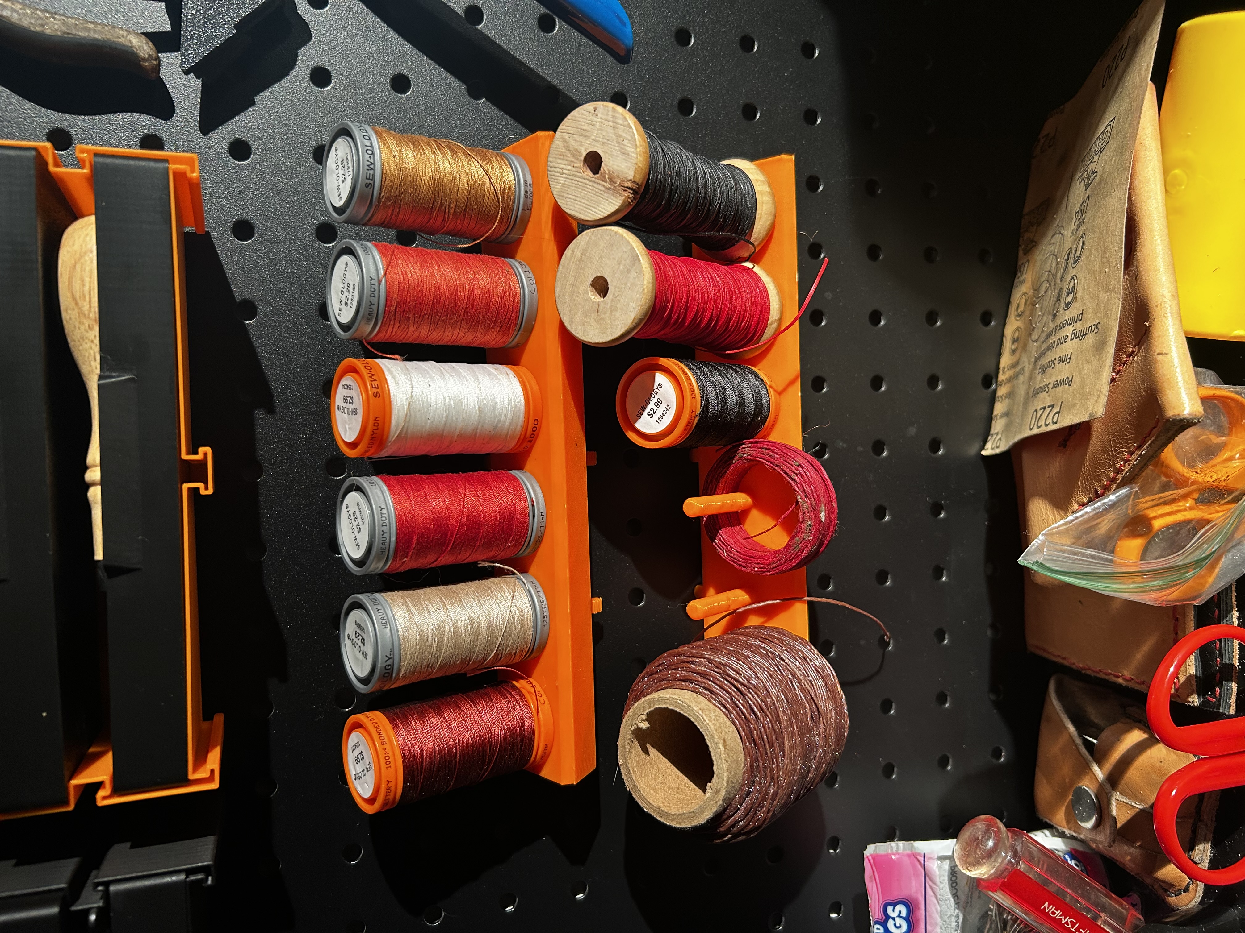 peg board thread spool holder