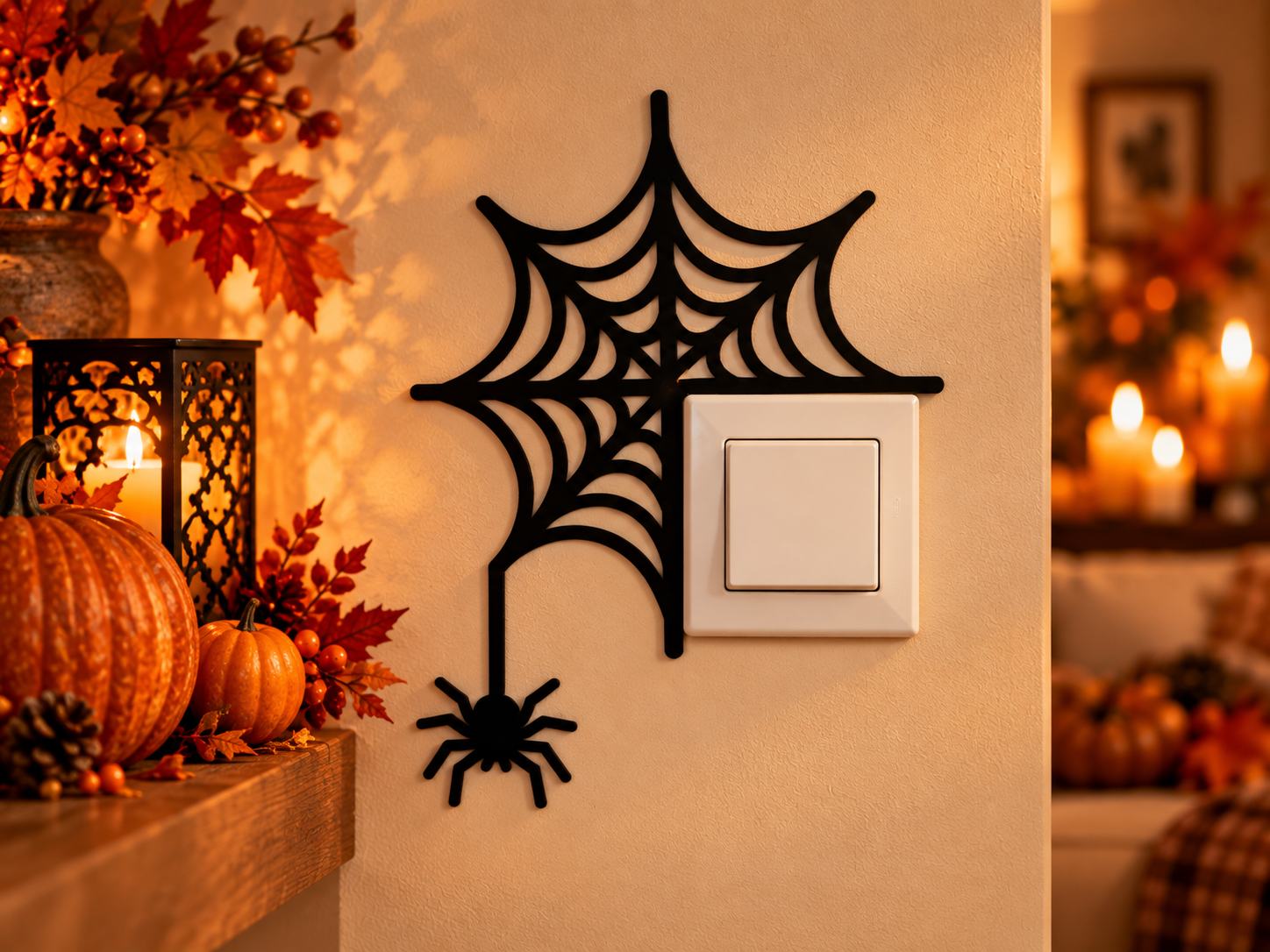 Halloween Spider Web Light Switch Wall Art – Spooky Switch Decor