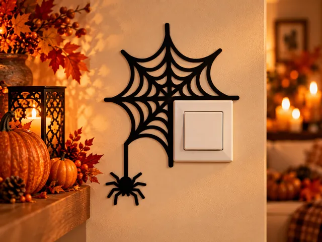 Halloween Spider Web Light Switch Wall Art – Spooky Switch Decor