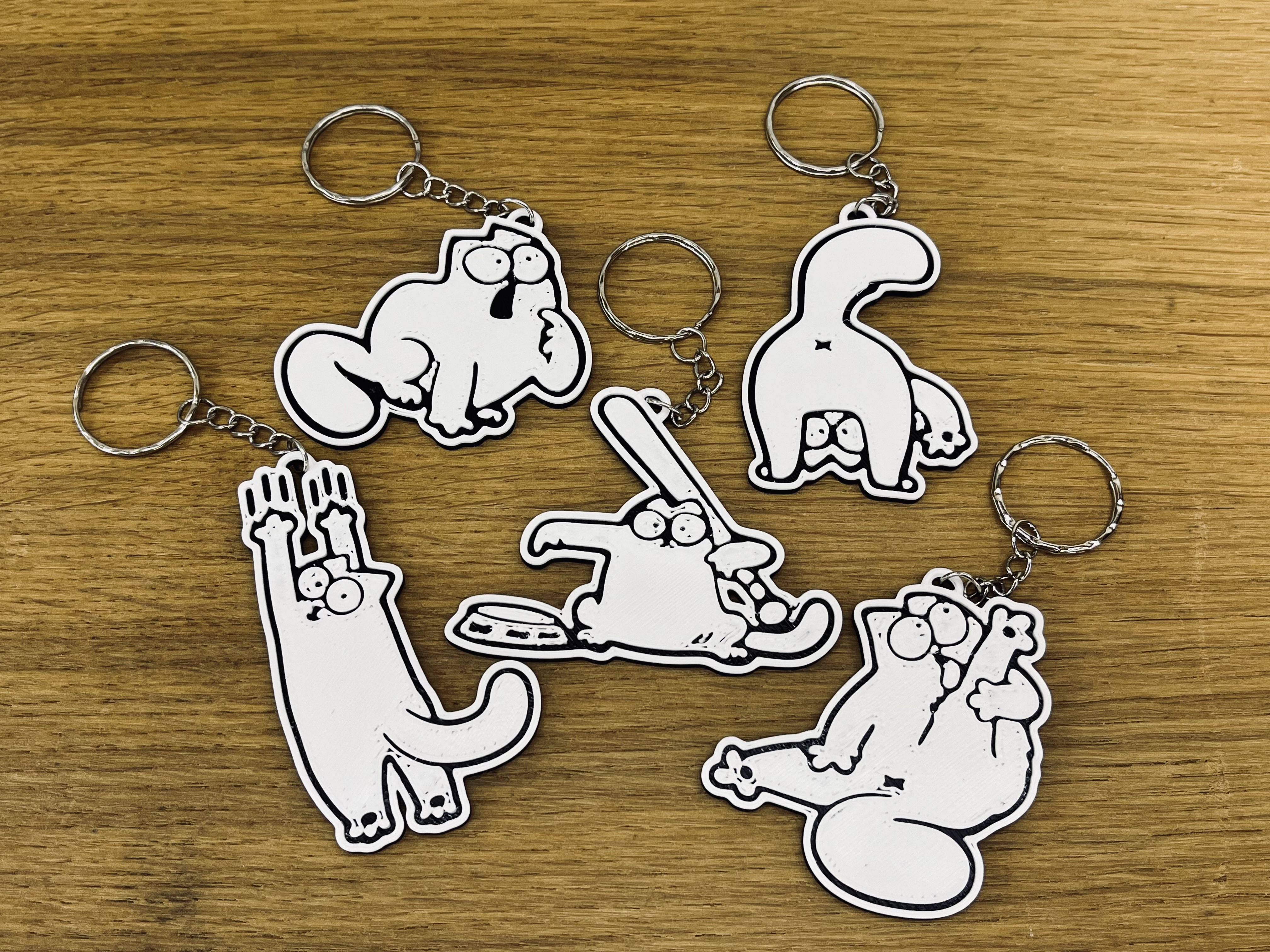Simon's Cat Keychains 3D model thumbnail