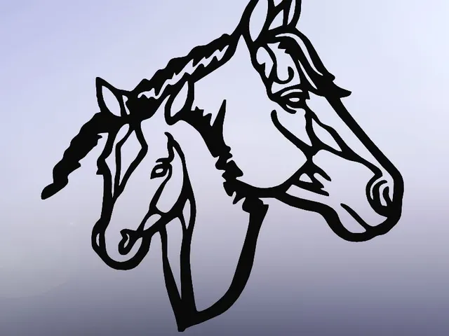 HORSE AND FOAL, 2D ART HORSE, HORSE AND CHILD. PICTURE HORSE, WALL HORSE
