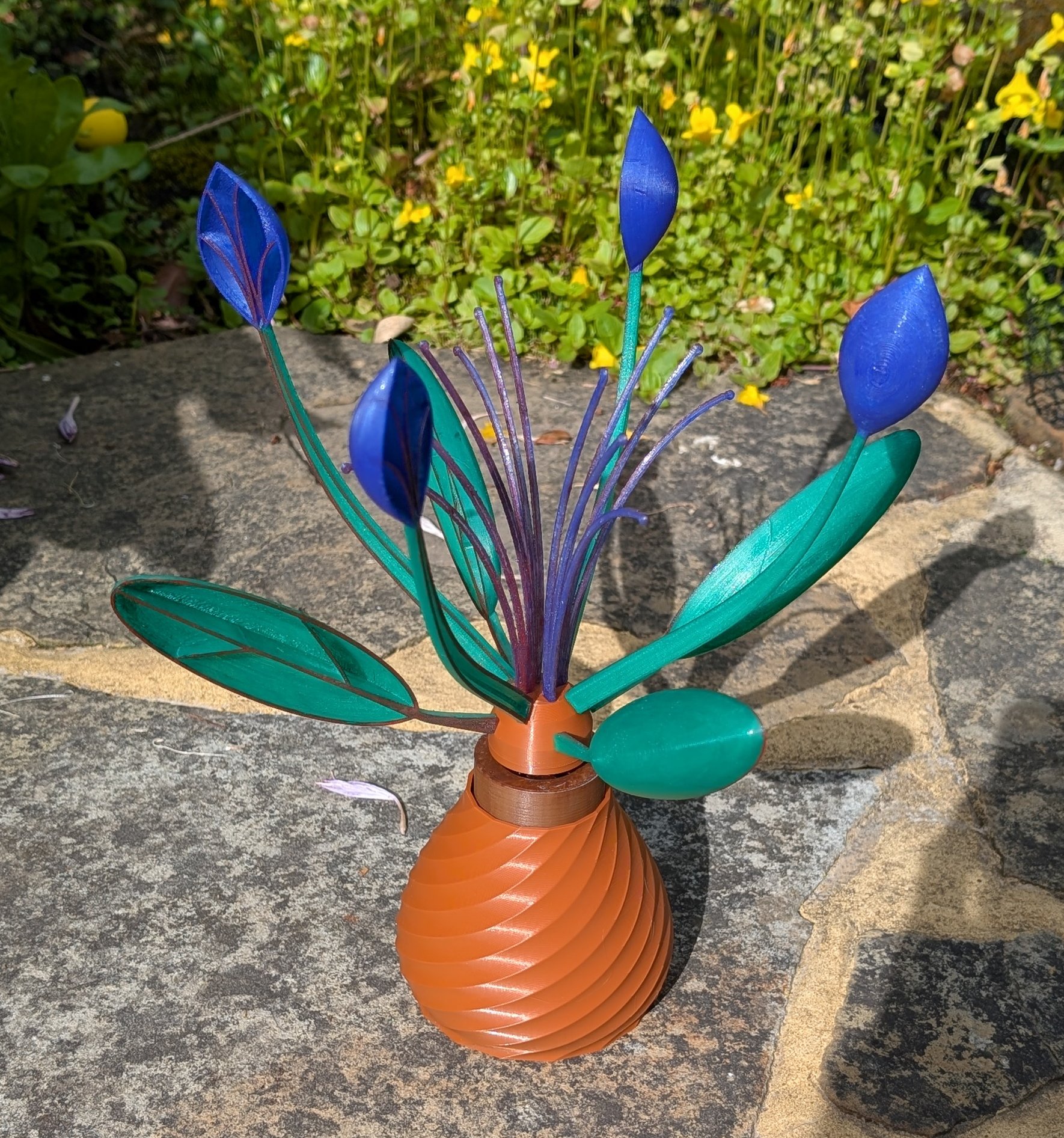 Zen Kinetic Art Wind Spinner with magnetic bearing - REMIX for metric hardware and shorter flowers and a LOT of very full instructions!
