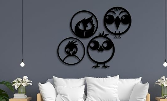 4 Pcs Bird Wall Decor