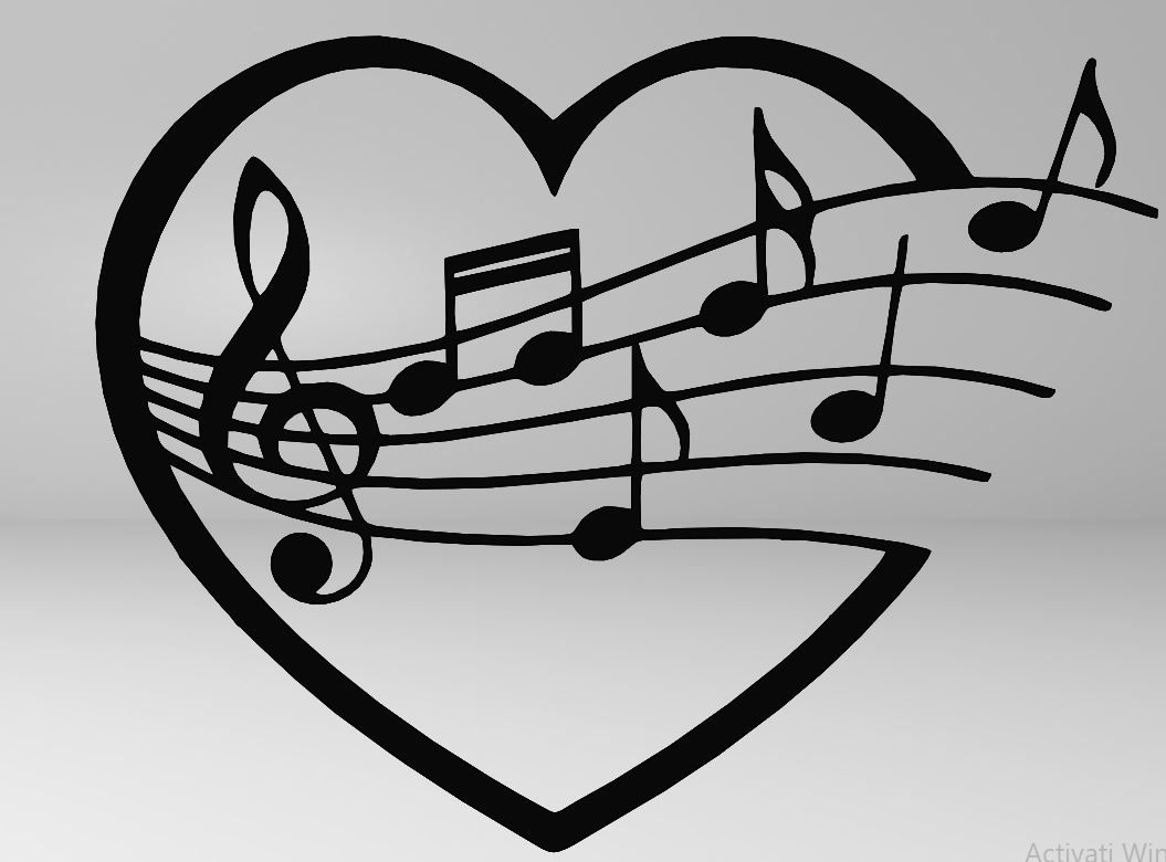 Love Music, Line Art Music, Wall Art Love Music, 2D Sanat Müziği, Müzik Notları (Sadece Plastik Aparattır!!!)