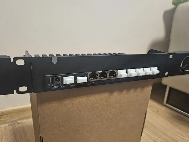 Mikrotik RB5009 rack cover with power cable cutout