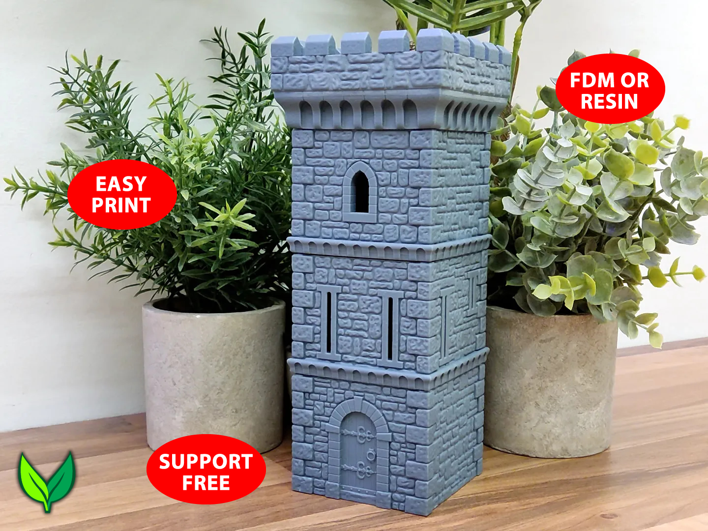Castle Tower – Easy Support Free 3D Print for RPGs and Dioramas