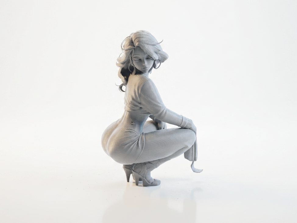 Squatting Lady Figurine Female Figure 3D Printable