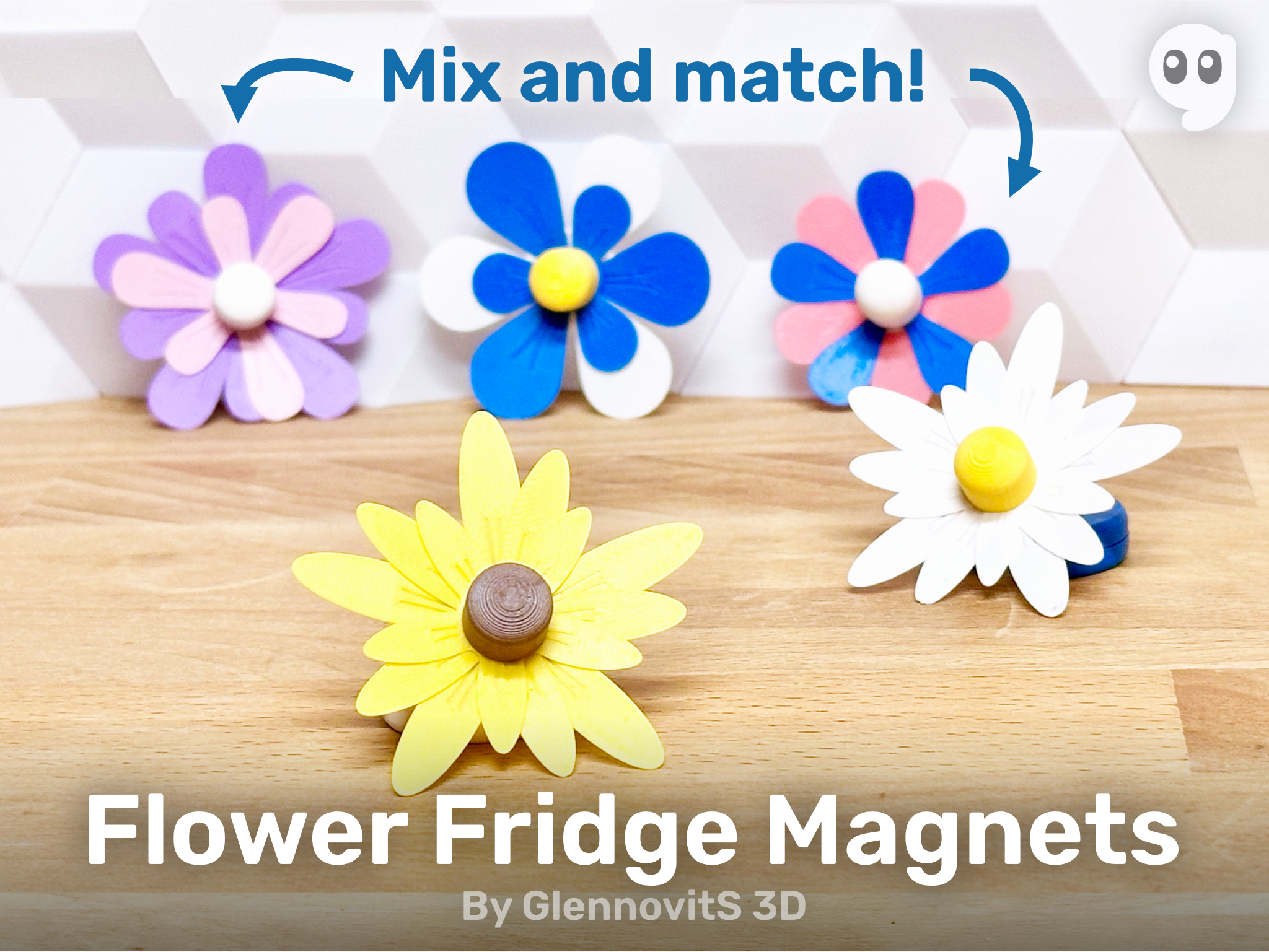 Flower Fridge Magnets (colorful plants in the kitchen)