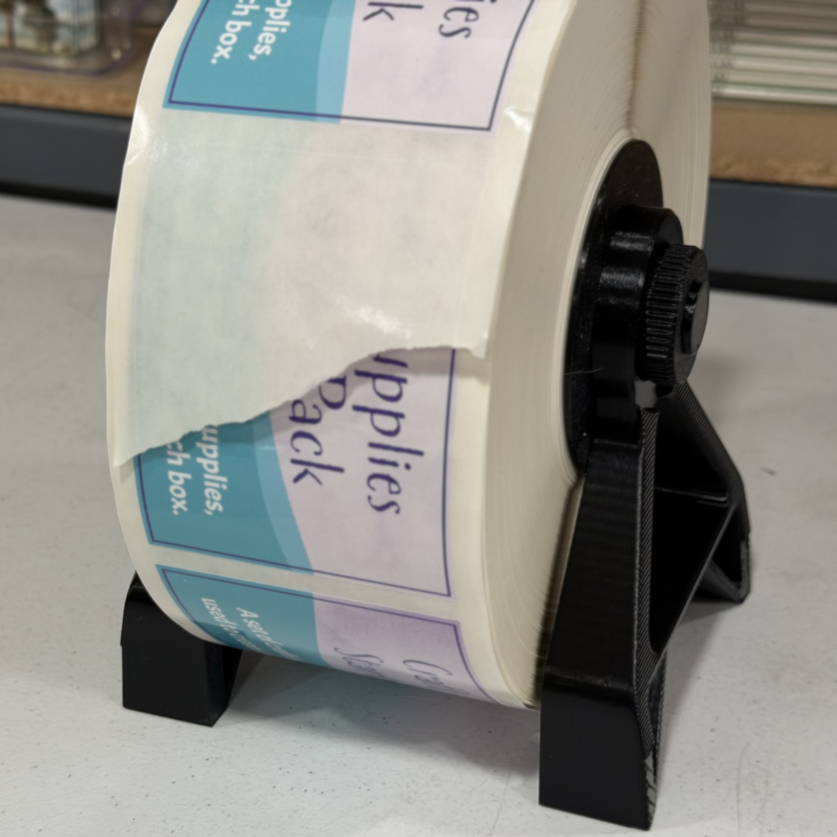 Label Roll Stand Holder for 3" Wide Labels on an 8" Diameter Roll