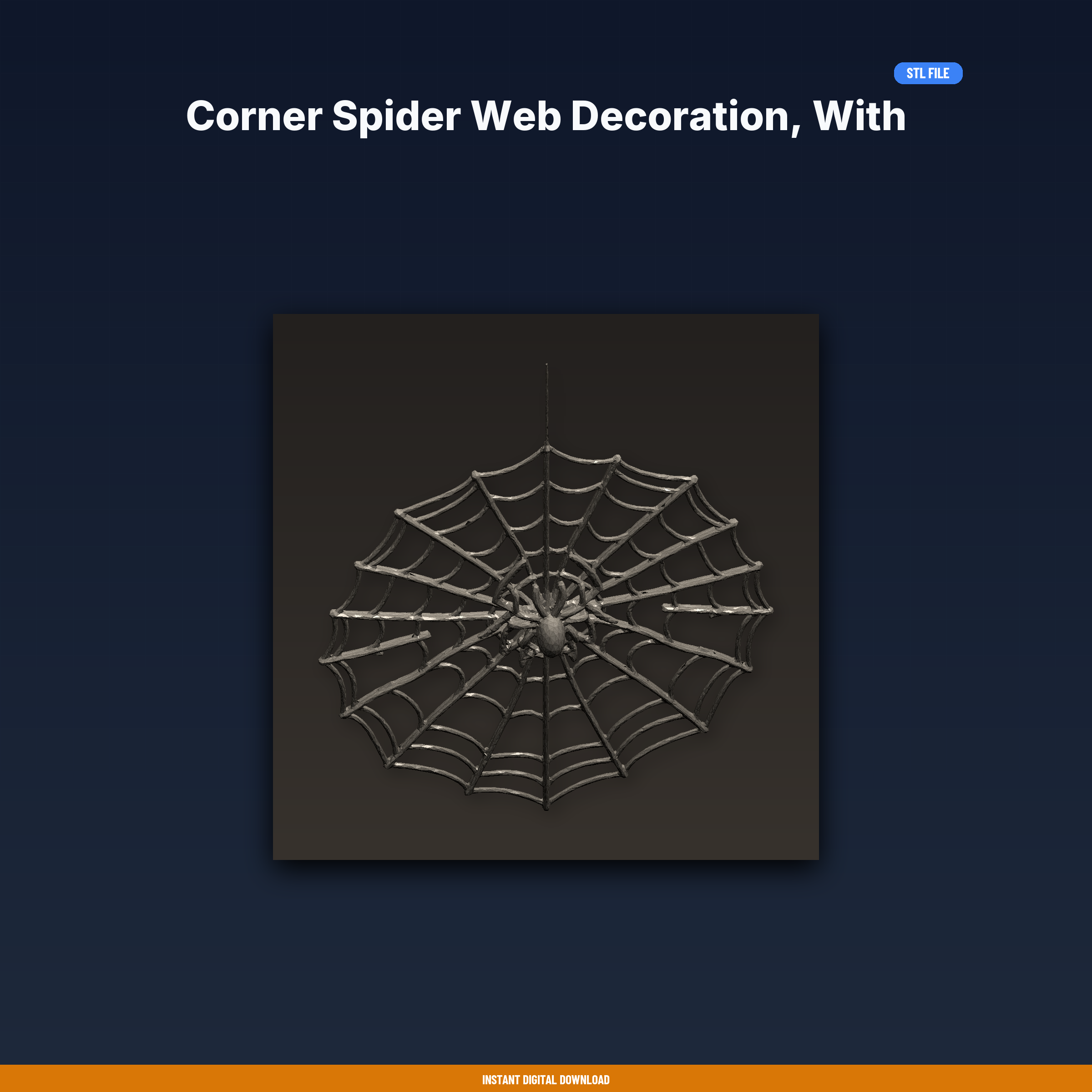 Corner Spider Web Decoration, With Spider, Wall Corner Mount, - 3D Printable STL File