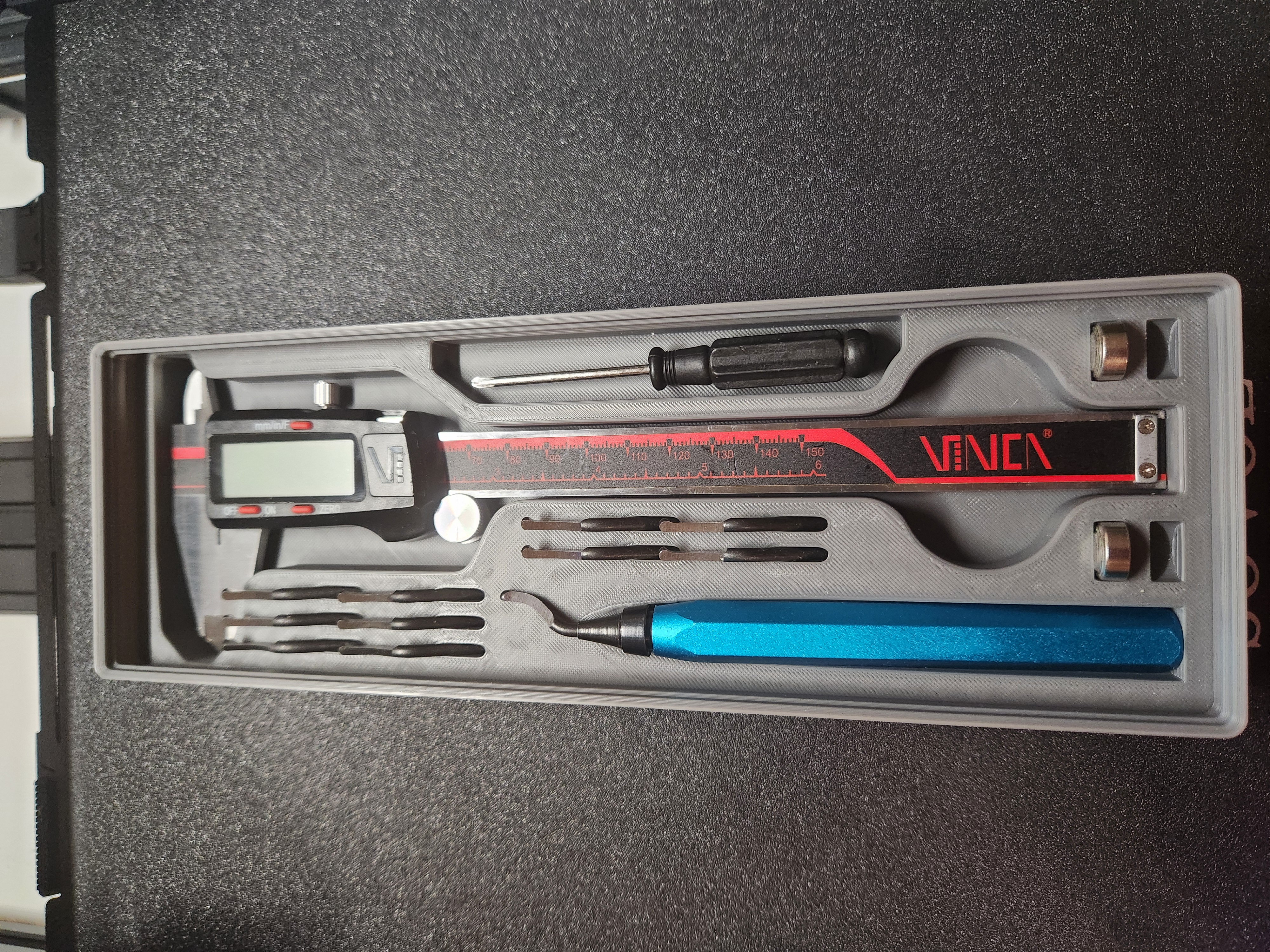 Gridfinity Bin - Calipers and Deburring Tool Holder | 2x6, magnet, stackable