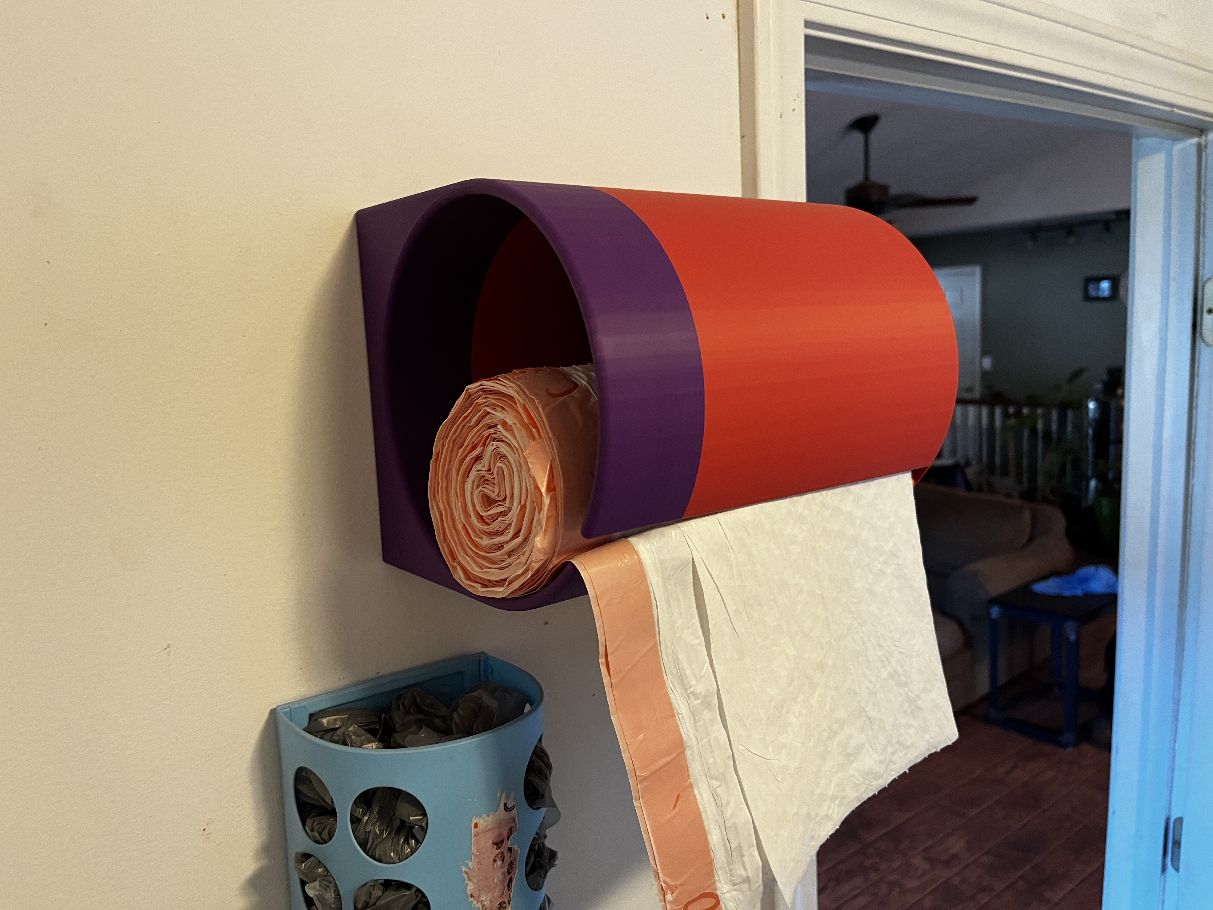 Large, Heavy Duty Trash Bag Holder/Dispenser