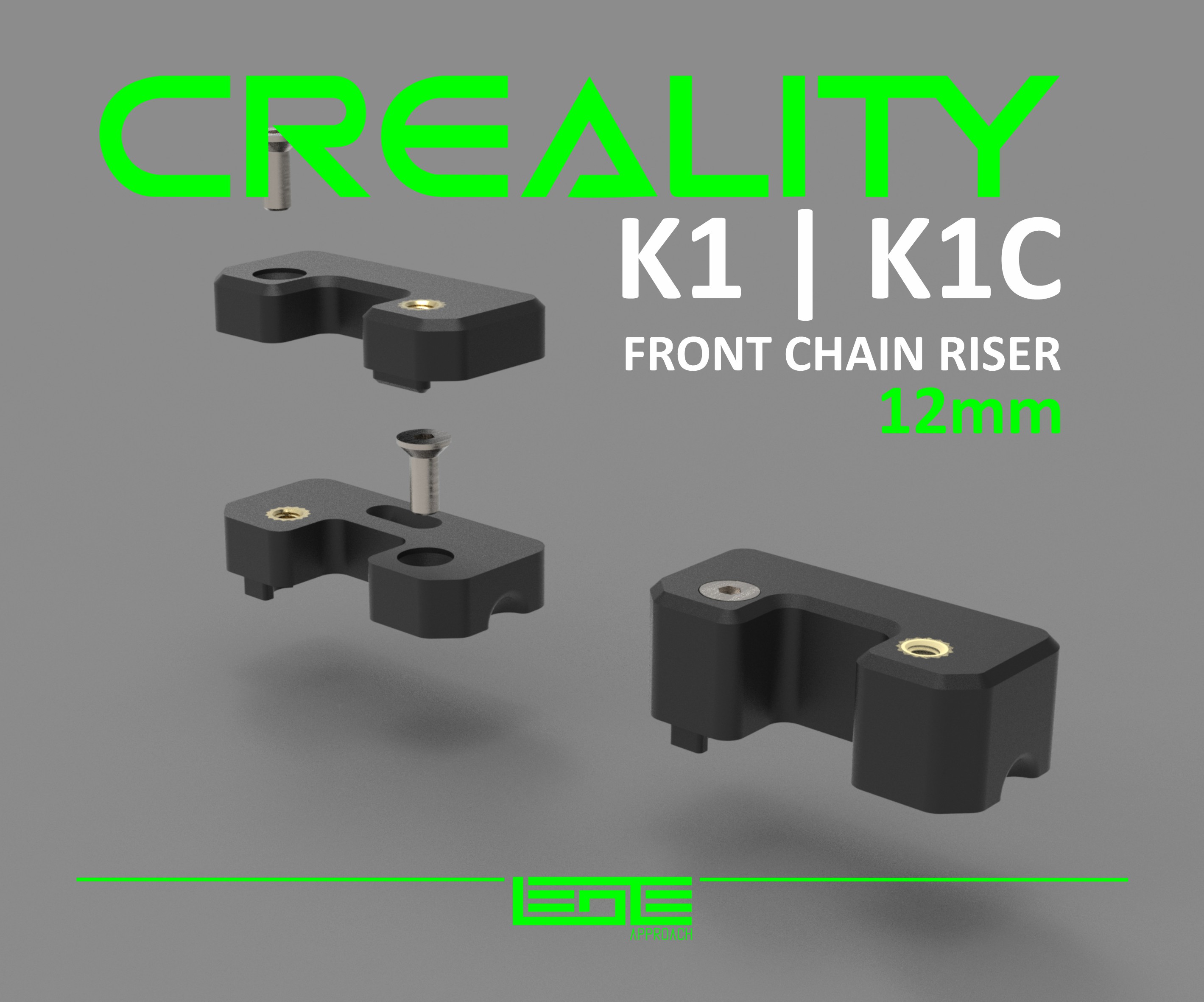 CREALITY K1 | K1C | K1SE - FRONT CHAIN RISER [12mm] 3D model thumbnail