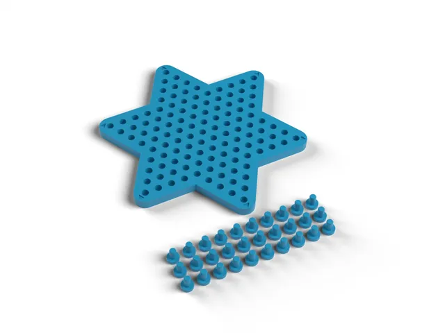 Pocket Chinese Checkers - Travel Star Peg Board with 30 Pegs, No Supports (OpenSCAD)