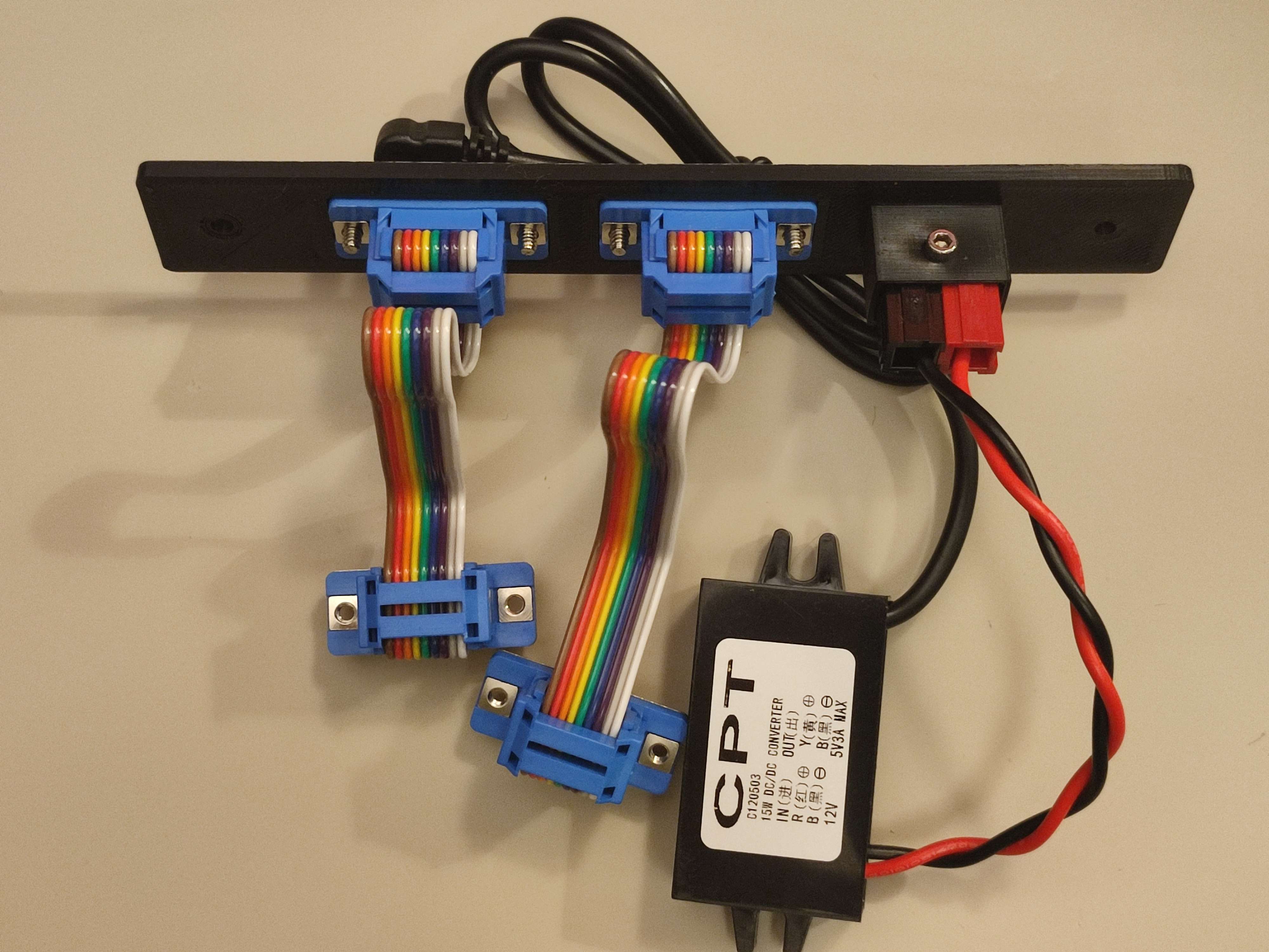 0.5U panel for Microlab 6 inch rack with 2 x 9 pin D-Sub + Powerpole connector 3D model thumbnail