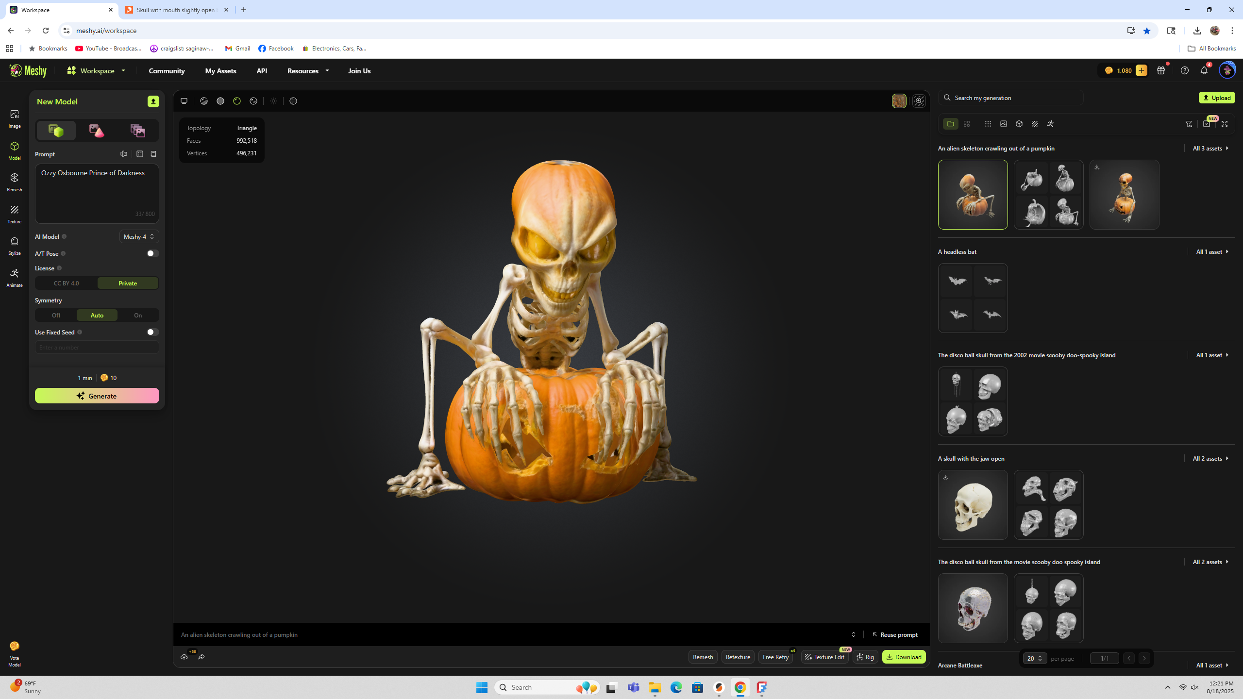 #2 Alien Skeleton Crawling Out of a Pumpkin