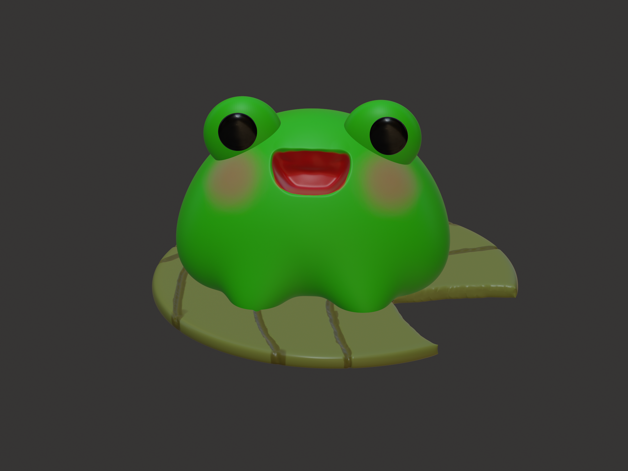 Harry the cute Frog sitting on a water lily