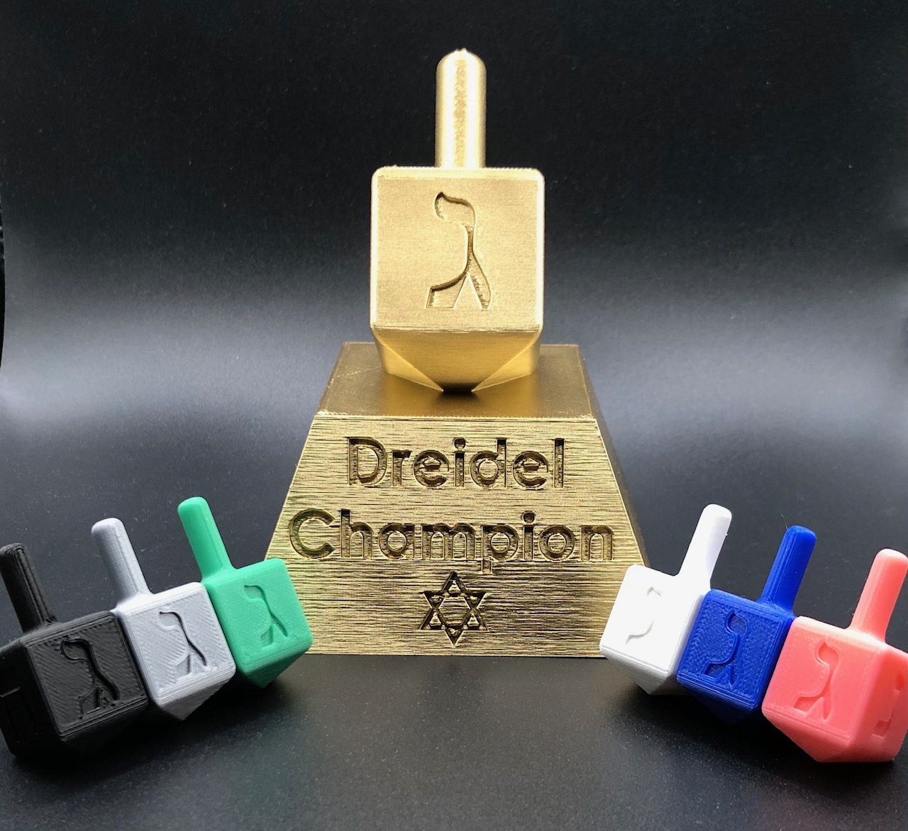 Dreidel Trophy and Dreidels