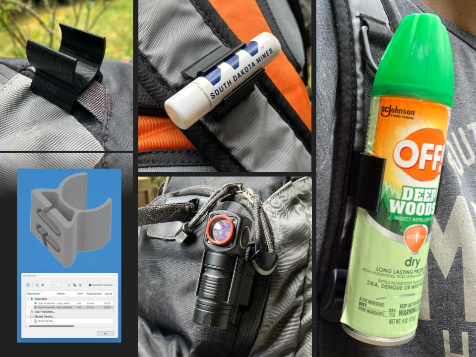 Customizable Backpack Strap Cylinder Clip