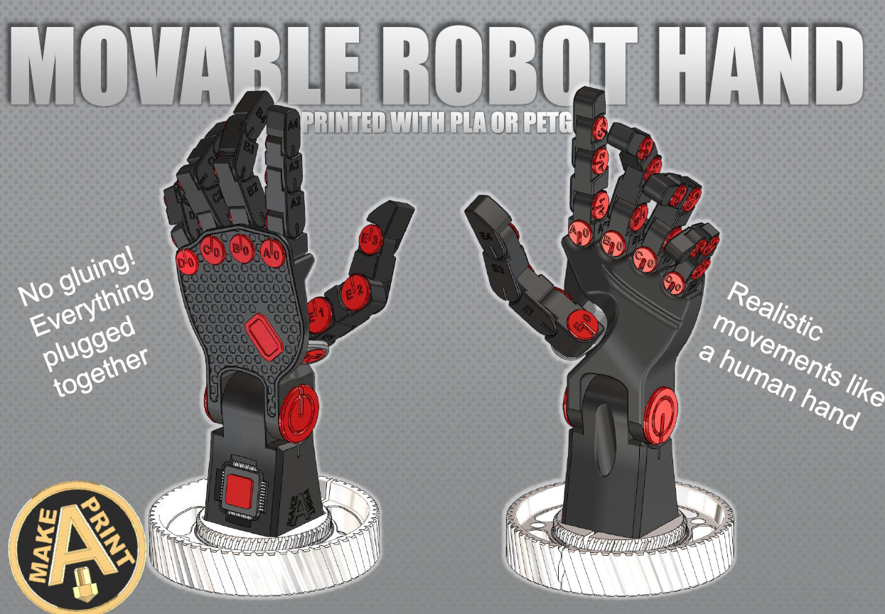 Poseable Robot Hand (Left Hand) (PLA) by Make-A-Print | Download free ...