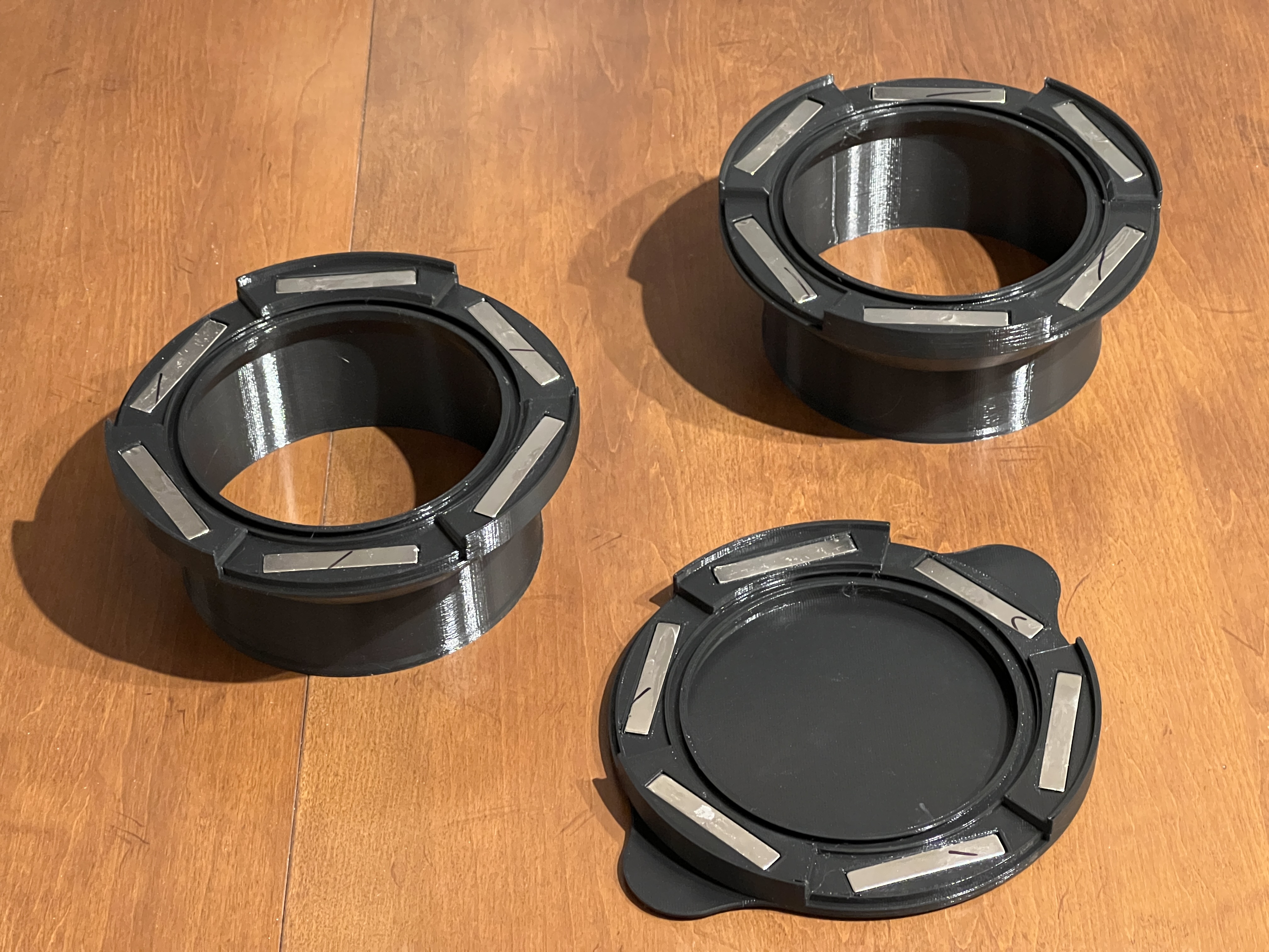 6 in (six inch; 6") magnetic duct union couplers, with sealing cap and ...