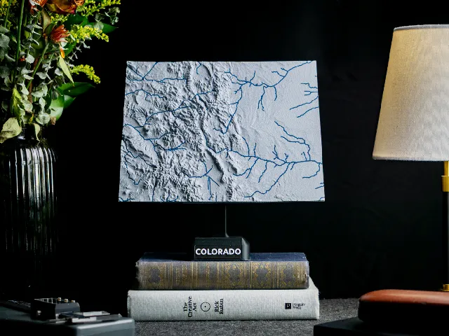 Colorado, USA (CO) Topographic Map with Hydrographic Features
