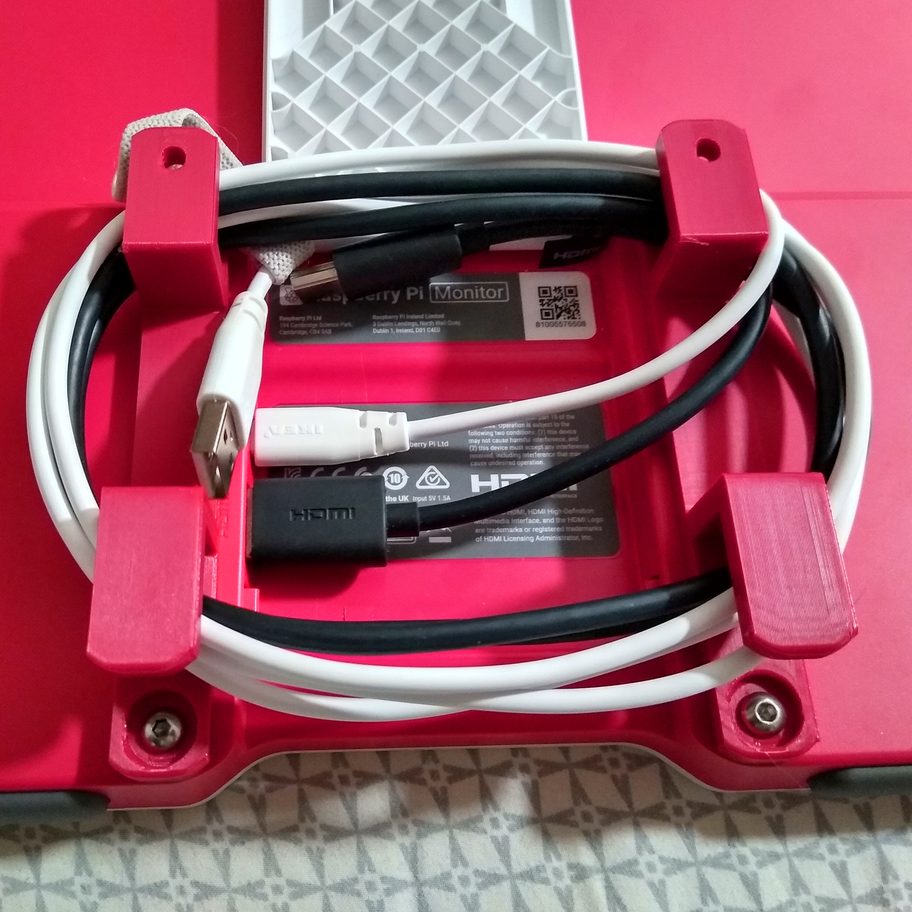 Cable wrap hooks for Raspberry Pi Monitor or similar