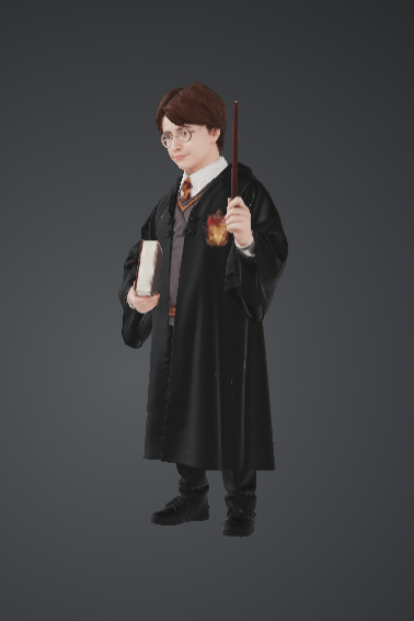 Young Wizard Student with Wand and Spellbook – Fantasy Magic Academy — miniatura 2