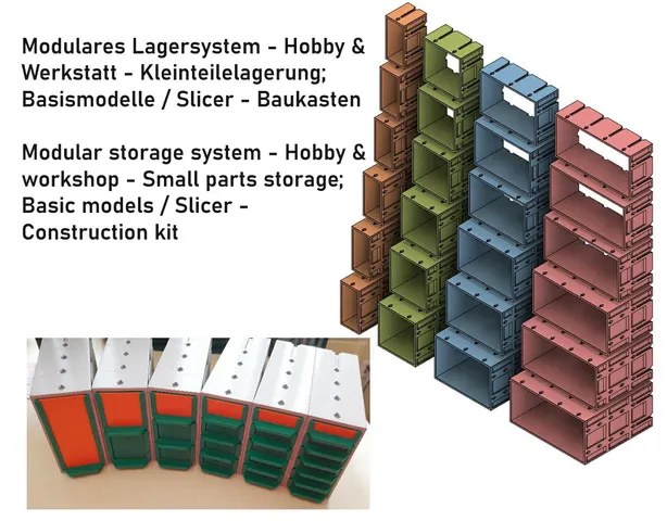 Modulares Lagersystem - Hobby & Werkstatt - Kleinteilelagerung; Basismodelle / Slicer - Baukasten // Modular storage system - Hobby & workshop - Small parts storage; Basic models / Slicer - Construction kit