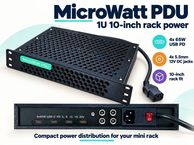 MicroWatt PDU - 1U 10 inch rack Power Distribution