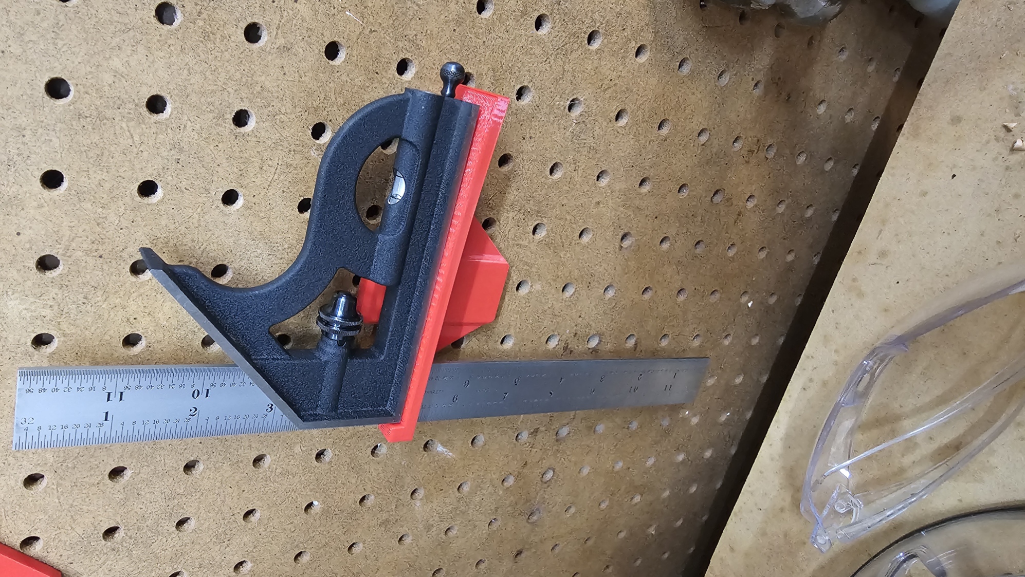 Starrett 12" Combination Square Pegboard Holder -- Sy's Peglock Board