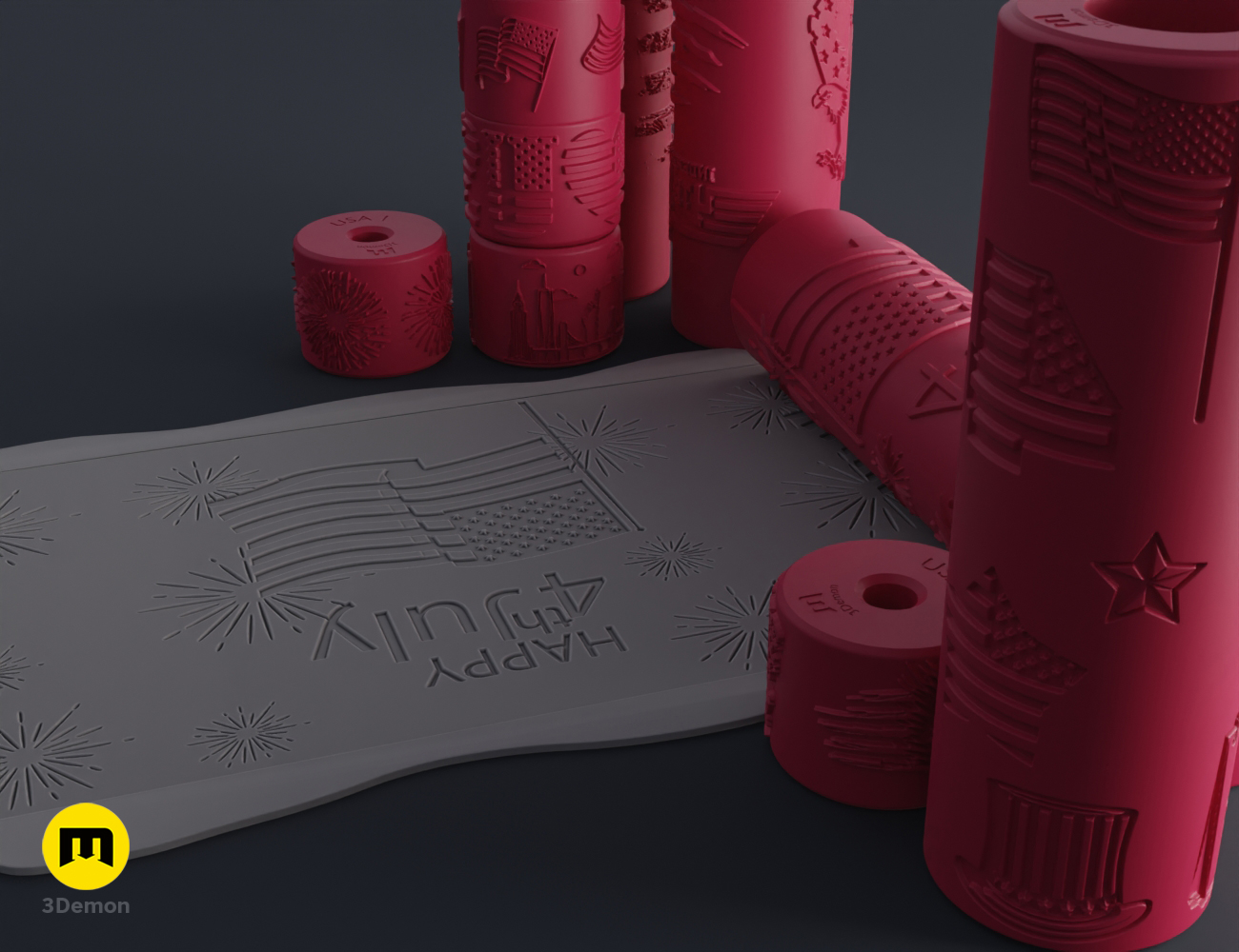 Miniatura 3 do modelo 3D Independence Day Texture Rollers
