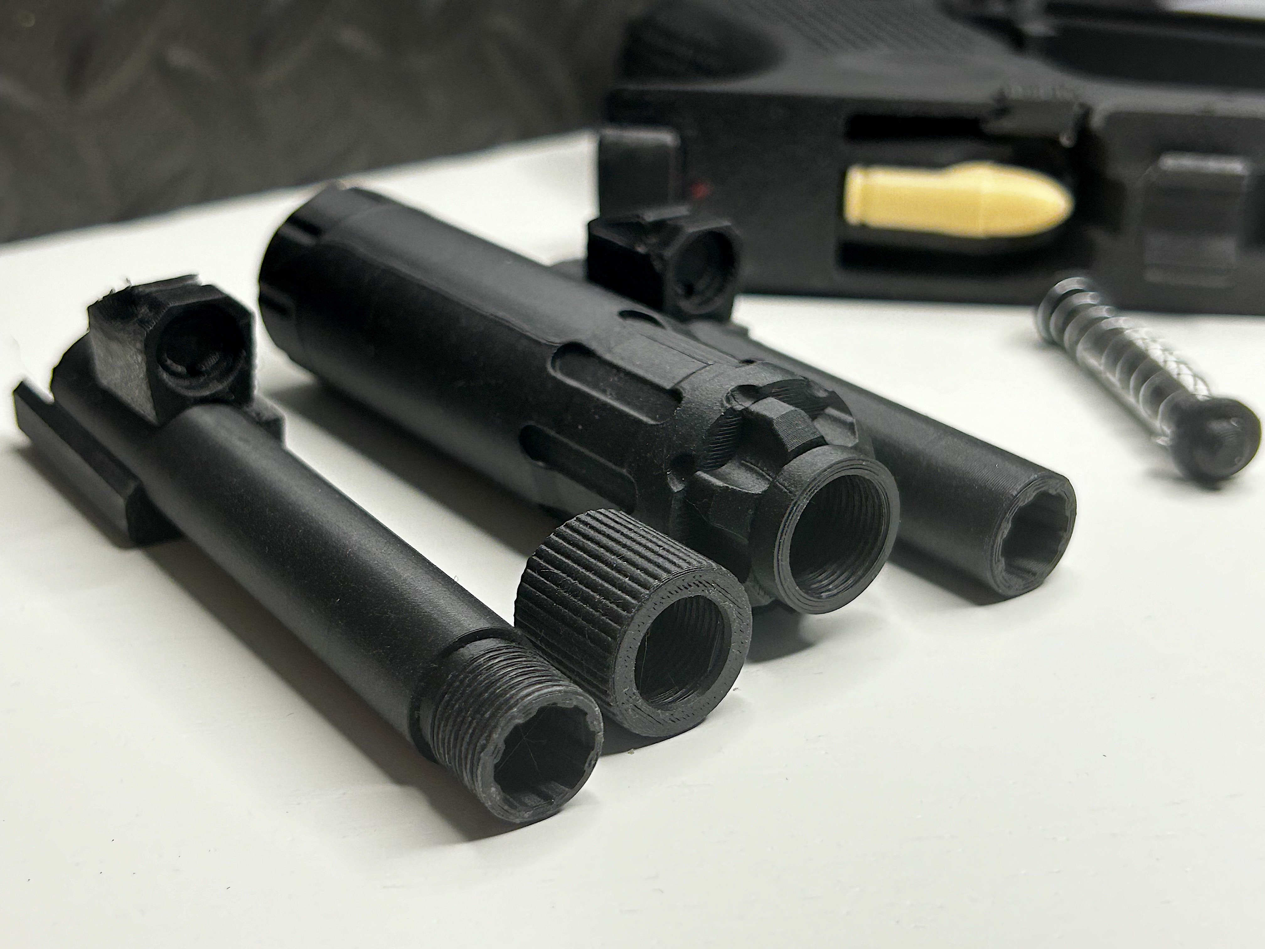Suppressor and barrel kit for standard and prop pistol 1