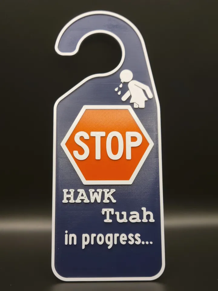 Hawk Tuah Door Hanging Stop Sign (Single filament printer friendly) by ...