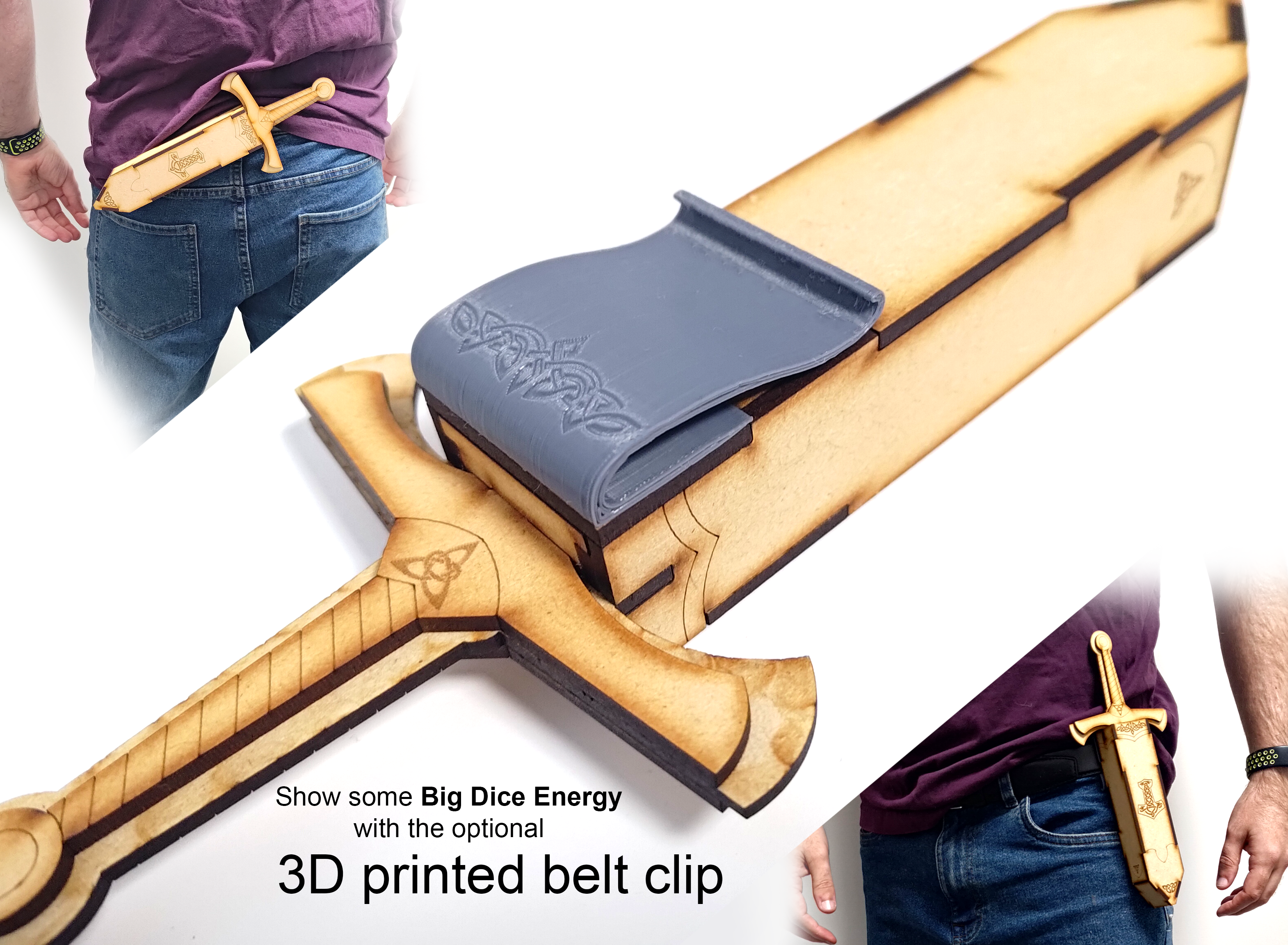 Belt Clip for Laser Cut Dagger Dice Box