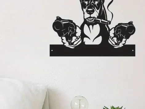 Armed Dog Gun Sign
