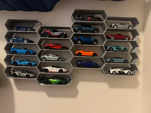 Hexagonal Hot Wheels Shelf