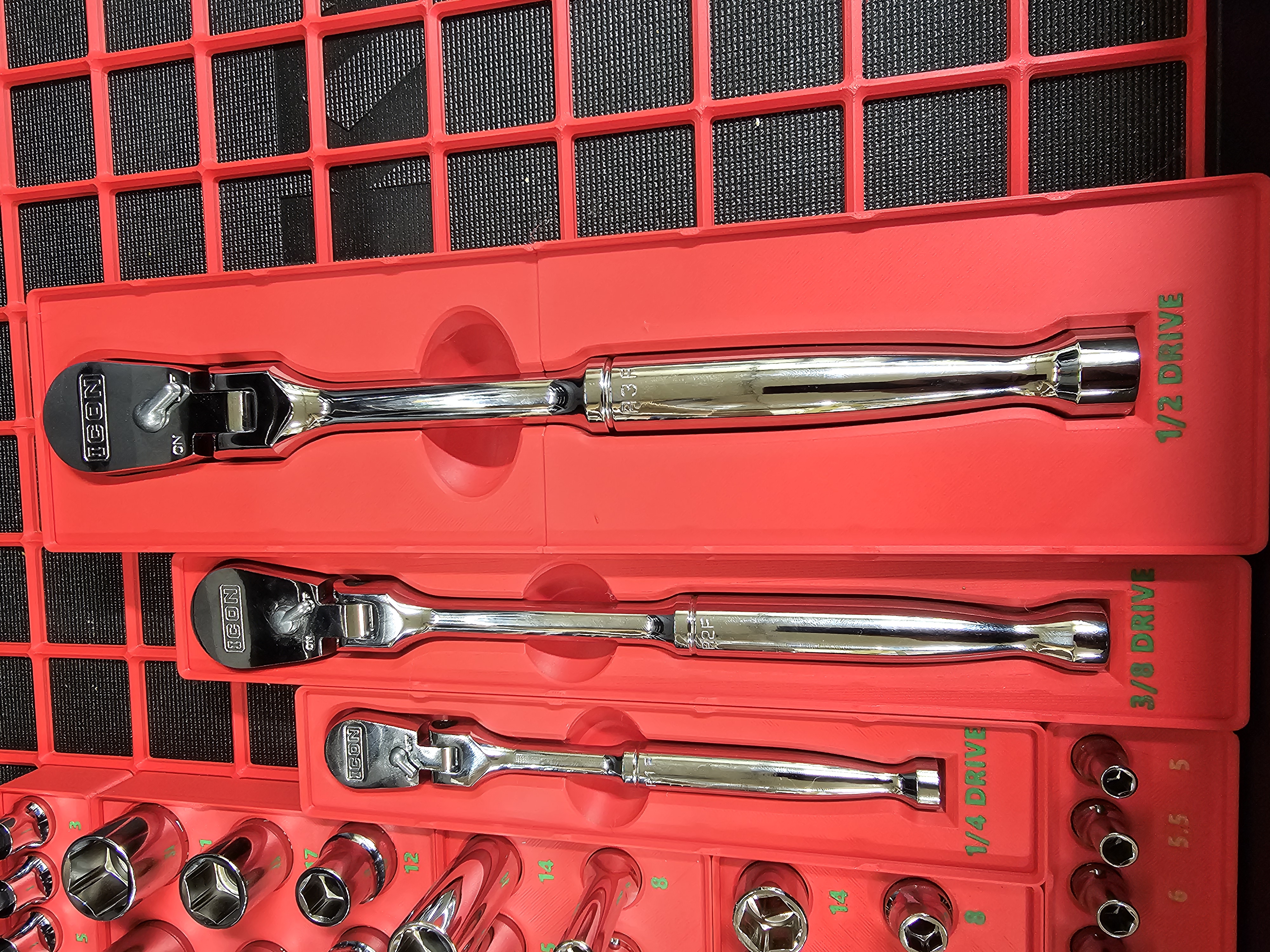 ICON 1/2 in. Drive Flex Head Ratchet Storage For Gridfinity by