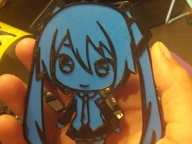 Hatsune Miku keychain with color swap (dual color)
