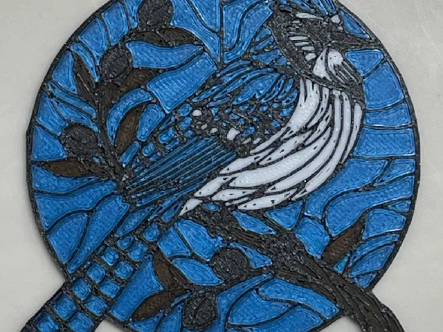 Stained-Glass Blue-Jay - Remix