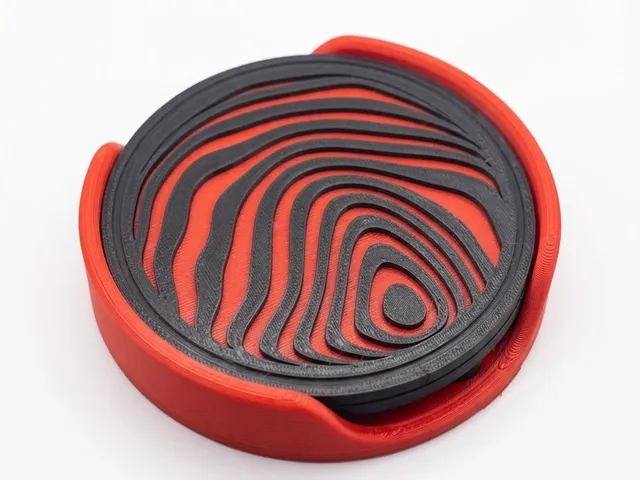 Abstract Sphere Coaster Set with Stand - Modern Two Tone Drinks Coasters