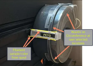 Prusa USS Drybox exterior label mount w filament segment