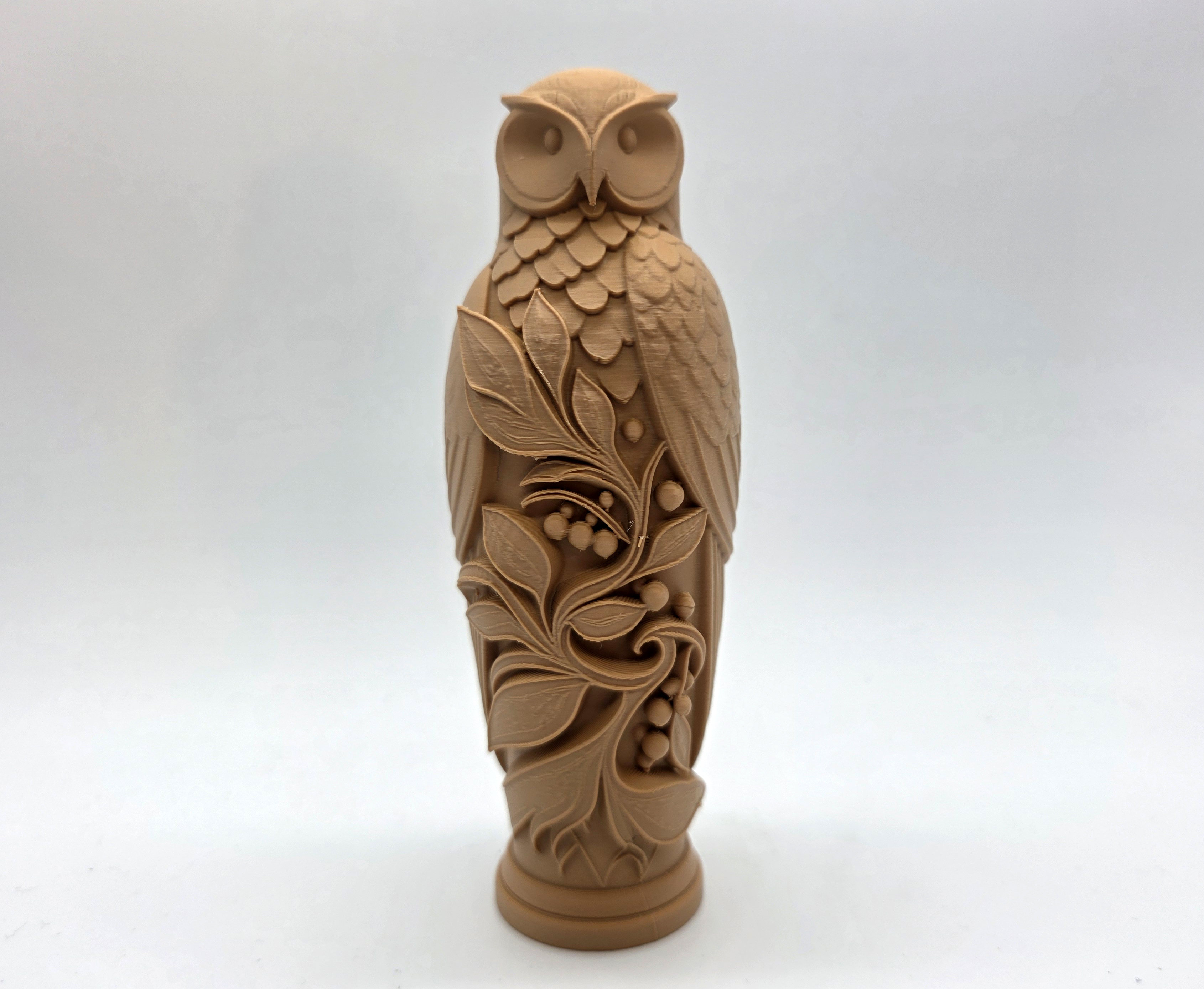 Carved Owl on Olive Branch Sculpture