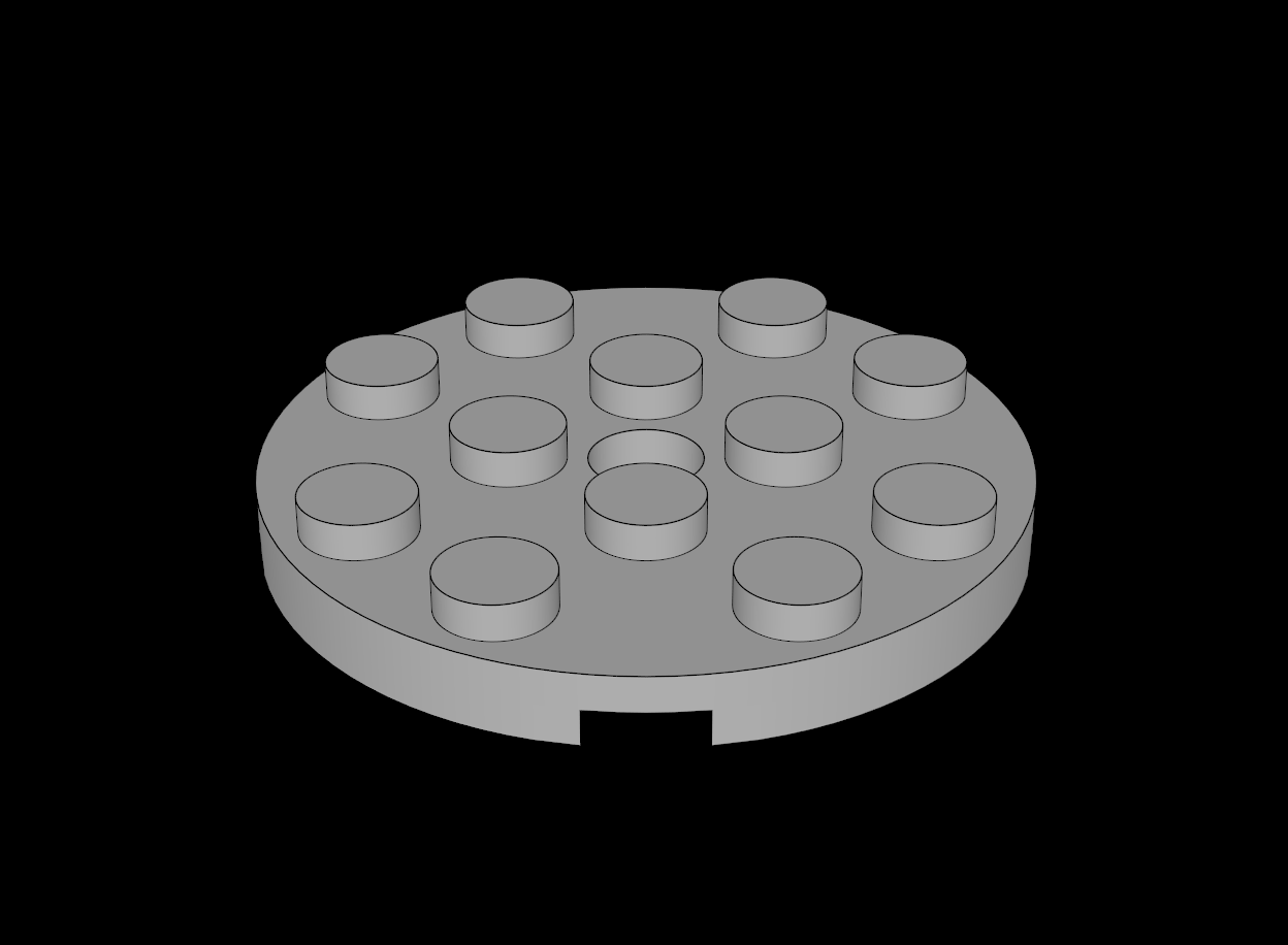 Lego Compatible (60474.dat) Plate  4 x  4 Round with Hole and Snapstud